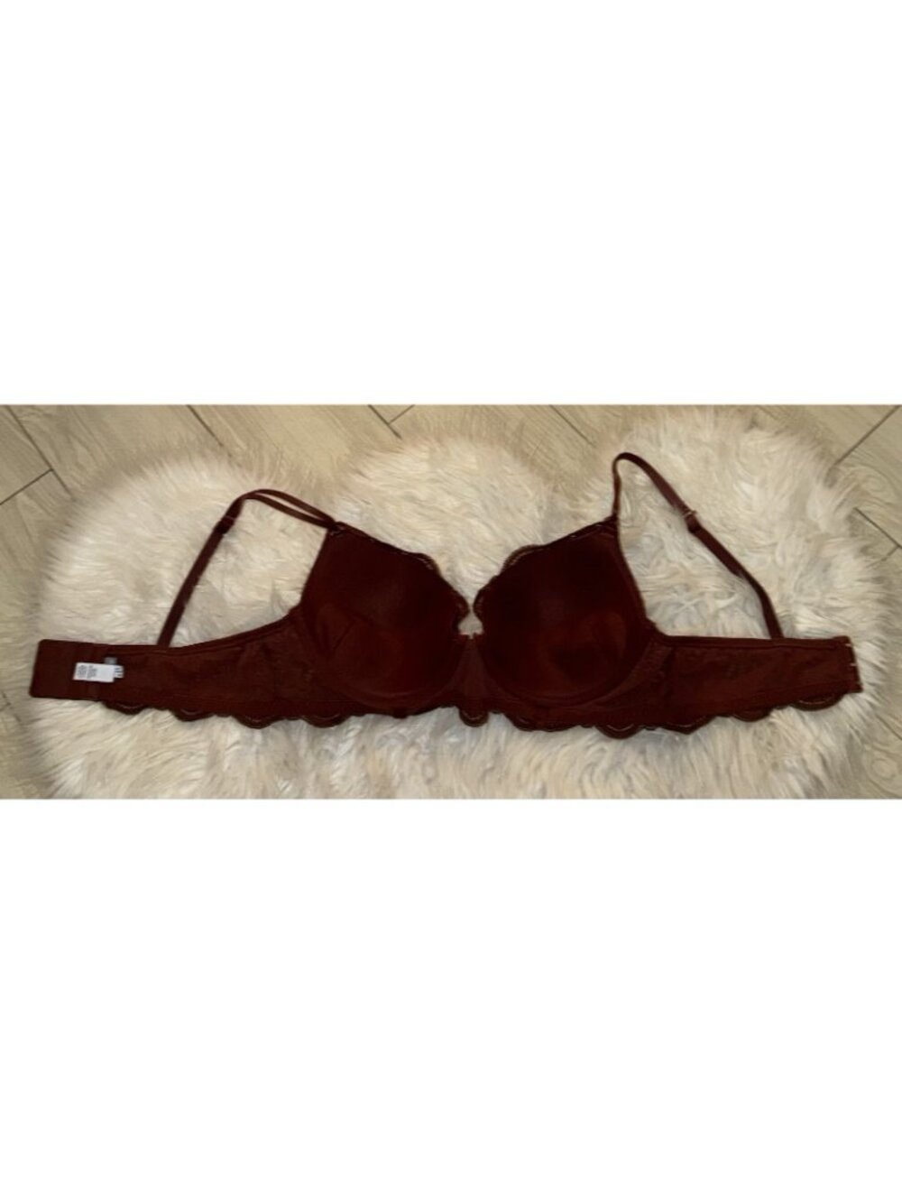 Aerie Real Power Plunge Bra Floral Print Lace Padded Underwire Womens 38B Brown - Picture 5 of 7